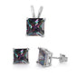 Rainbow Colored Cz .925 Sterling Silver Earrings and Pendant Set