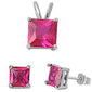 Ruby .925 Sterling Silver Earrings and Pendant Set