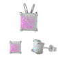 Princess Pink Fire Opal .925 Sterling Silver Earring & Pendant Set