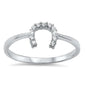 Horse Shoe Cz .925 Sterling Silver Ring Sizes 4-10