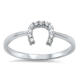 Horse Shoe Cubic Zirconia .925 Sterling Silver Ring