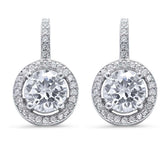 Halo Style Fine Cubic Zirconia .925 Sterling Silver Earrings