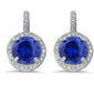 Halo Tanzanite & Cubic Zirconia .925 Sterling Silver Earring