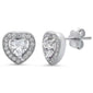 Cubic Zirconia Pave Heart .925 Sterling Silver Earrings