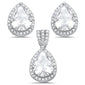 <span>CLOSEOUT! </span>Pear Shape Cubic Zirconia .925 Sterling Silver Pendant & Earring Set