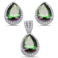 <span>CLOSEOUT! </span>Pear Shape Rainbow Topaz & Cubic Zirconia .925 Sterling Silver Pendant & Earring Set