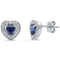 Tanzanite & Pave Cz Heart .925 Sterling Silver Earrings