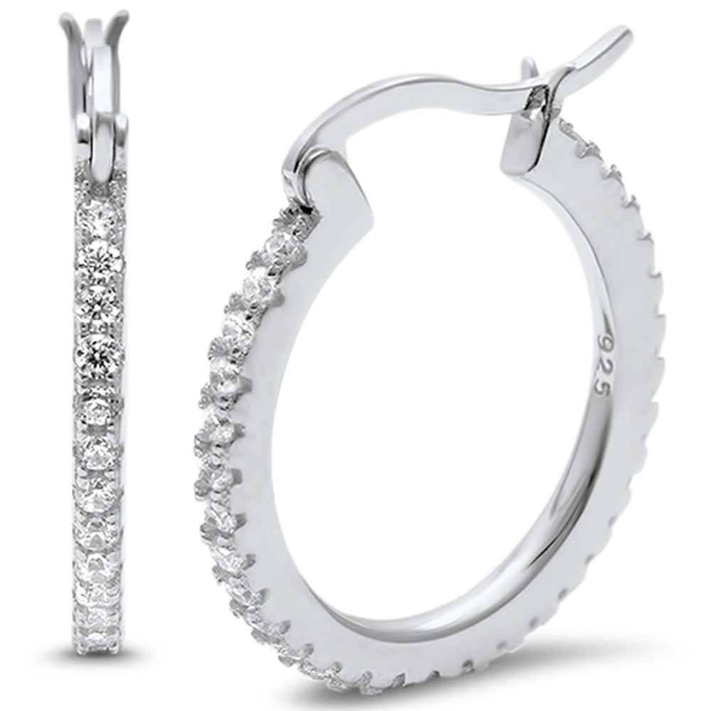 <span>CLOSEOUT! </span>Cz 24.5MM Round Hoop .925 Sterling Silver Earring