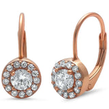 Rose Gold Plated Cz Solitaire .925 Sterling Silver Earrings