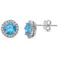 Round Cut Blue Cz & Cubic Zirconia .925 Sterling Silver Earring