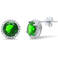 Halo Fine Emerald Studs .925 Sterling Silver Earring