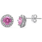 Halo Pink Cz & White Cz .925 Sterling Silver Earrings