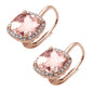 Rose Gold Plated Cushion Cut Morganite & Cubic Zirconia .925 Sterling Silver Earrings