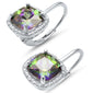 Cushion Cut Rainbow Topaz & Cubic Zirconia .925 Sterling Silver Earring