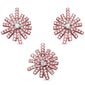 <span>CLOSEOUT! </span>Rose Plated Cubic Zirconia Starburst .925 Sterling Silver Earring and Pendant Set