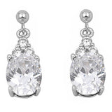 Dangling Oval White Cz .925 Sterling Silver Earring