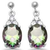 Dangling Rainbow Topaz & Cz .925 Sterling Silver Earrings
