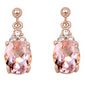 Rose Gold Plated Oval Morganite & Cubic Zirconia .925 Sterling Silver Earrings