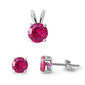 Round Ruby .925 Sterling Silver Pendant & Earrings Set .5"