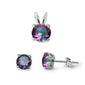 Rainbow Topaz .925 Sterling Silver Pendant & Earrings Set .5"