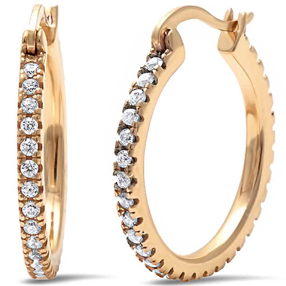 <span>CLOSEOUT! </span>Yellow Gold Plated Round Cz Hoop .925 Sterling Silver Earrings
