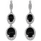 Black Onyx & Cz .925 Sterling Silver Dangle Earrings