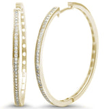 Yellow Gold Plated  Micro Pave Cubic Zirconia Hoop