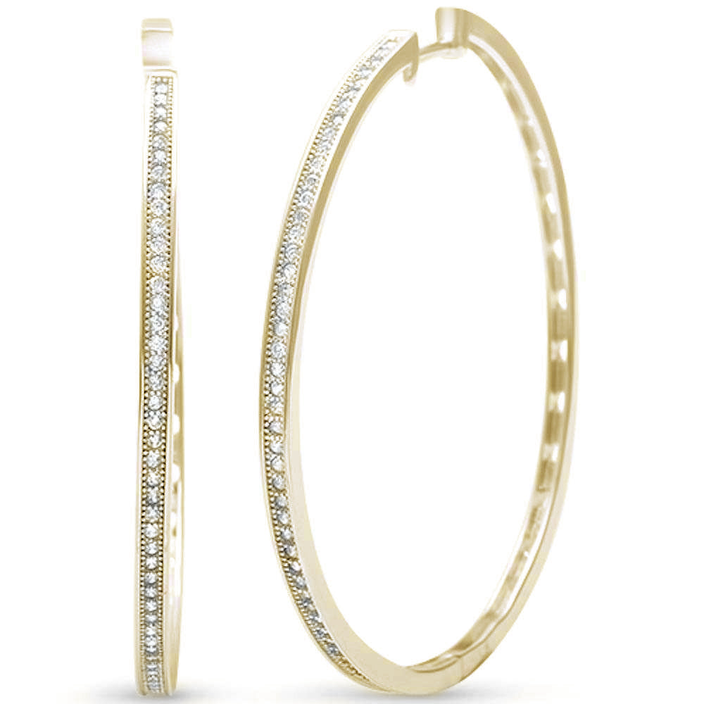 Yellow Gold Plated Micro Pave Cubic Zirconia Hoop