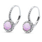 Lab Created Round Pink Opal .925 Sterling Silver Earrings
