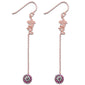 <span>CLOSEOUT! </span>Rose Gold Plated Ruby & Cubic Zirconia Dangle .925 Sterling Silver Earrings
