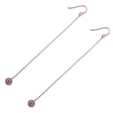 Rose Gold Plated Ruby & Cubic Zirconia Dangle .925 Sterling Silver Earrings
