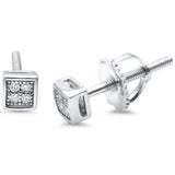 Princess Cut MicroPave CZ .925 Sterling Silver Stud Earrings