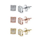 Princess Cut MicroPave CZ .925 Sterling Silver Stud Earrings