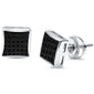 8MM Princess Cut Micro Pave CZ .925 Sterling Silver Stud Earrings Colors Available!