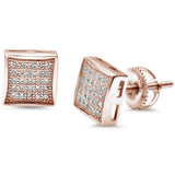 8MM Princess Cut Micro Pave CZ .925 Sterling Silver Stud Earrings Colors Available!