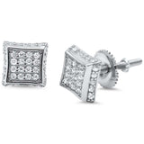8MM Micro Pave Square CZ .925 Sterling Silver Stud Earrings Colors Available!