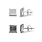 6MM Micro Pave Square CZ .925 Sterling Silver Stud Earring Colors Available!