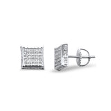 6MM Micro Pave Square CZ .925 Sterling Silver Stud Earring Colors Available!