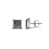 6MM Micro Pave Square CZ .925 Sterling Silver Stud Earring Colors Available!