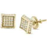 8MM Micro Pave Square CZ .925 Sterling Silver Stud Earrings Colors Available!