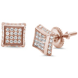 8MM Micro Pave Square CZ .925 Sterling Silver Stud Earrings Colors Available!