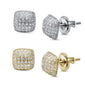 Cute Square CZ .925 Sterling Silver Stud Earrings Colors Available