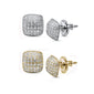 9MM Princess Cut Micro Pave CZ .925 Sterling Silver Stud Earrings Colors Available!