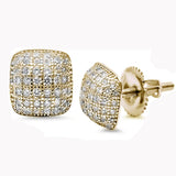 9MM Princess Cut Micro Pave CZ .925 Sterling Silver Stud Earrings Colors Available!
