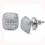 9MM Princess Cut Micro Pave CZ .925 Sterling Silver Stud Earrings Colors Available!
