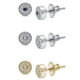 Round Cubic Zirconia .925 Sterling Silver Stud Earrings Colors Available!
