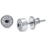 Round Cubic Zirconia .925 Sterling Silver Stud Earrings Colors Available!