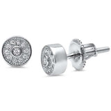 Round Cubic Zirconia .925 Sterling Silver Stud Earrings Colors Available!