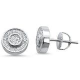 9MM Round Halo CZ .925 Sterling Silver Stud Earrings