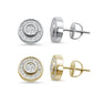 9MM Round Halo CZ .925 Sterling Silver Stud Earrings Colors Available